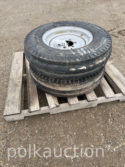 1270-(2) 7.5-16 FRONT TIRES ON 6 LUG RIMS