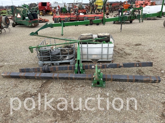 801-JOHN DEERE 1990 AIR SEEDER BAR, WHEELS, HARNESSES & BRACKETS