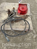 4597-MISC - (2) JACK STANDS, HYDRAULIC CYLINDER, HOSE REEL