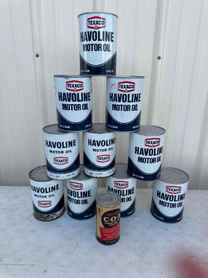 TEXACO OIL CANS (FULL) **NO SHIPPING AVAILABLE**