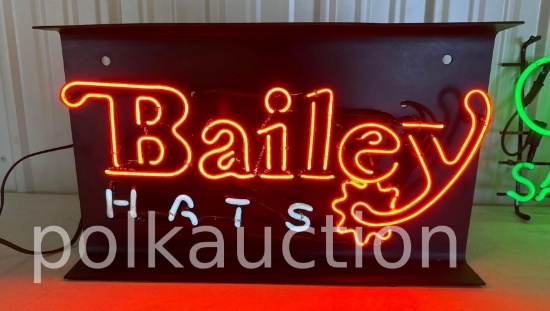 BAILEY HATS NEON SIGN  **NO SHIPPING AVAILABLE**