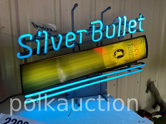SILVER BULLET NEON SIGN  **NO SHIPPING AVAILABLE**