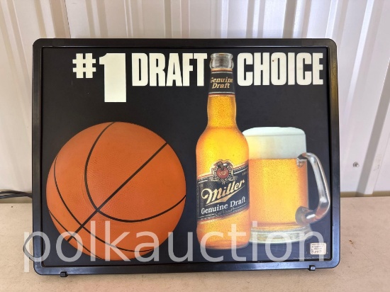 MILLER GENUINE DRAFT LIGHTED BASKETBALL SIGN  **NO SHIPPING AVAILABLE**