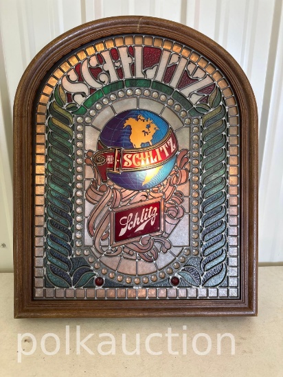 SCHLITZ 'STAINED GLASS' LIGHTED SIGN