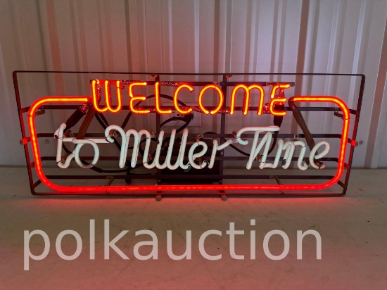 WELCOME TO MILLER TIME NEON SIGN  **NO SHIPPING AVAILABLE**
