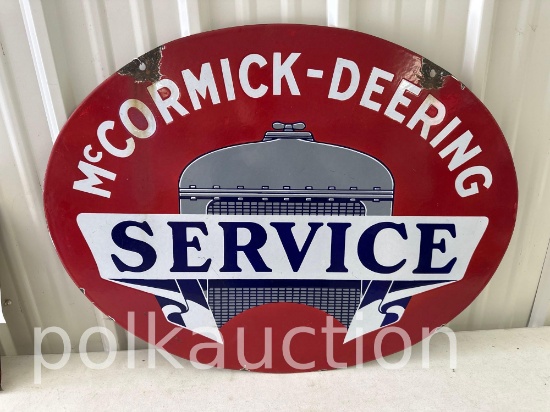 MCCORMICK DEERING SERVICE SIGN DOUBLE SIDED PORCELAIN ORIGINAL (24" X 31.5")