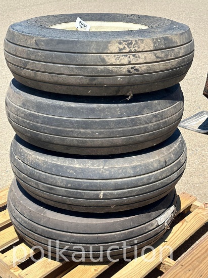 2926-(4) 9.0-16SL TIRES ON 6-BOLT RIMS