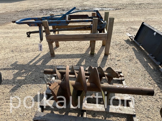 7666-FORD 3PT POST-HOLE DIGGER & (2) AUGERS