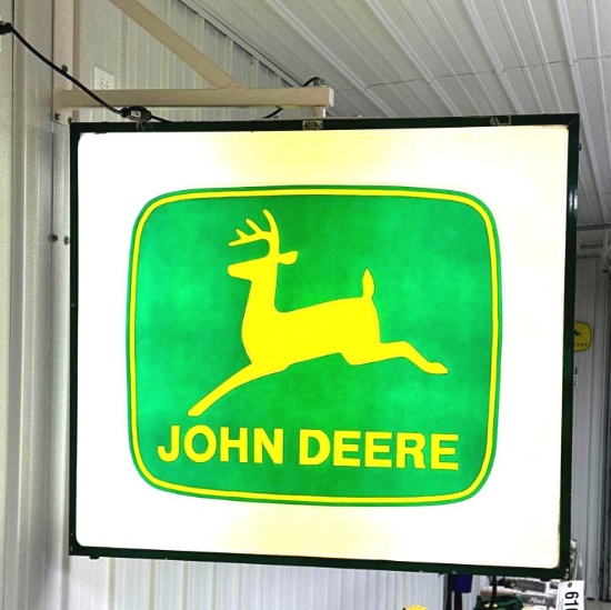 JOHN DEERE LIGHTED SIGN - 43.5"T x 49.75"W  **PICK UP ONLY, NO SHIPPING AVAILABLE**