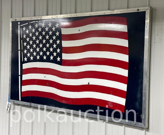 AMERICAN FLAG PORCELAIN SIGN - 57.5" X 9'  **PICK UP ONLY, NO SHIPPING AVAILABLE**