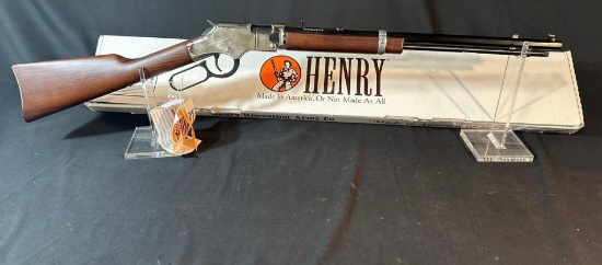 48-HENRY H004S GOLDEN BOY SILVER LA RIFLE .22 LR  (SN# 01GONAVY2015)