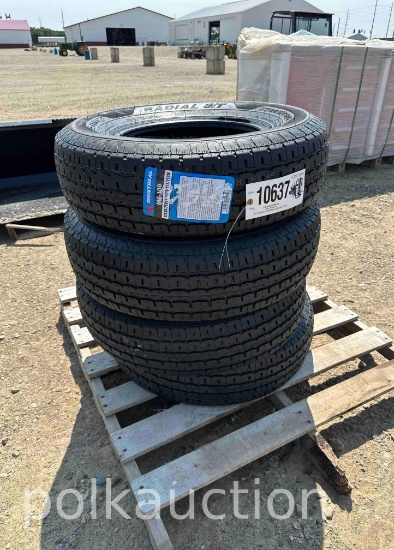 10637 - (4) NEW ST225/75R15 RADIAL TRAILER TIRES