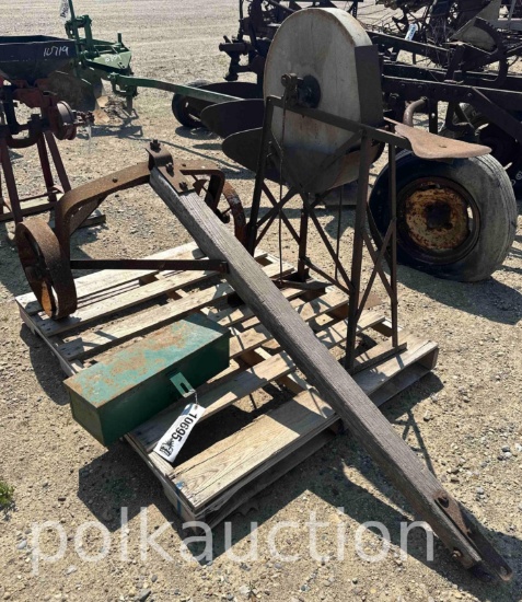 10695 - OLIVER TOOL BOX, GRINDING WHEEL & HORSEDRAWN TONGUE