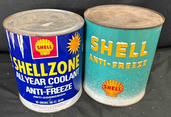 (2) SHELL ANTIFREEZE GALLON CANS - 1 IS FULL
