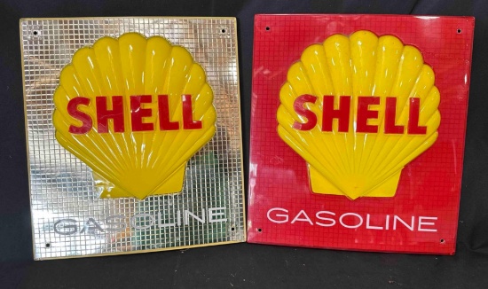 (2) PLASTIC SHELL EMBLEMS - 11" x 12"