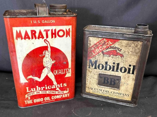 MARATHON GALLON LUBRICANT & MOBILOIL 'BB' CAN - PARTIALLY FULL