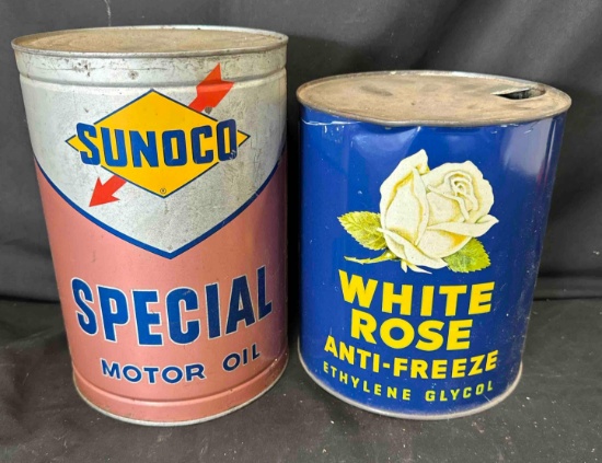 WHITE ROSE ANTI-FREEZE GALLON & SUNOCO 1-GALLON - EMPTY
