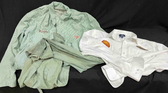 SHELL MANAGER DRESS SHIRT (LARGE) & VINTAGE CONOCO COVERALLS