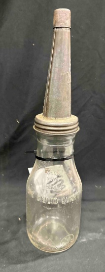 VINTAGE GLASS QUART OIL BOTTLE