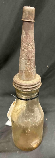 VINTAGE GLASS QUART OIL BOTTLE