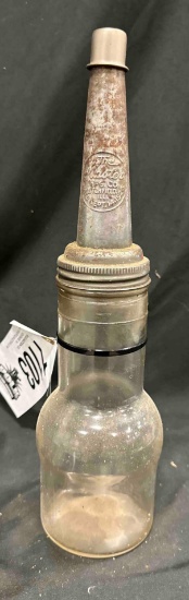 VINTAGE GLASS QUART OIL BOTTLE