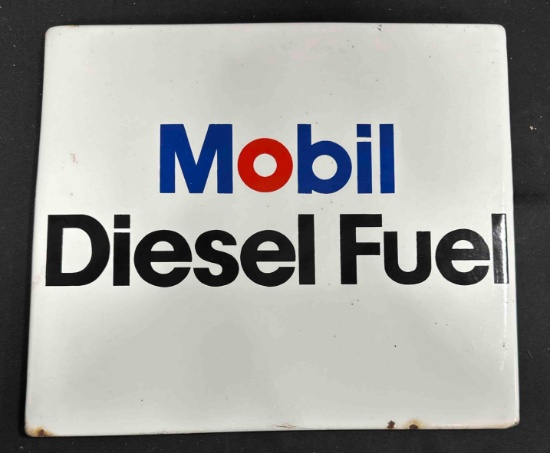 MOBIL DIESEL FUEL PORCELIAN SIGN - 12" x 14" - SINGLE SIDED
