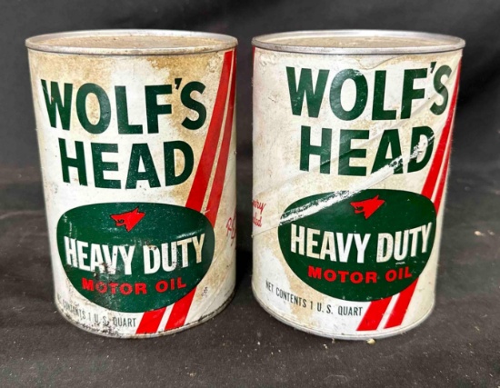 (2) WOLF'S HEAD OIL CANS - FULL