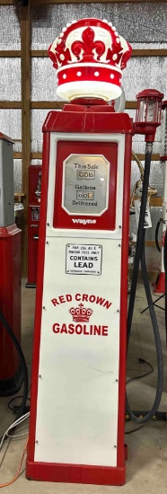 WAYNE MODEL 40A RED CROWN GAS PUMP - ORIGINAL GLOBE - 92"