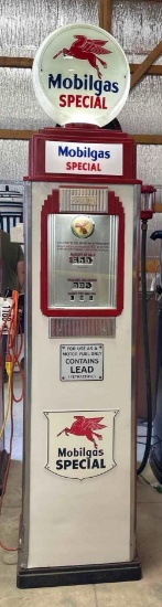 TOKHEIM MODEL 36B PORCELAIN MOBILGAS GAS PUMP - REPOP GLOBE -