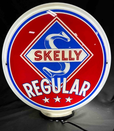 SKELLY GAS PUMP GLOBE - ALL GLASS - ORIGINAL LENSES - 13.5"