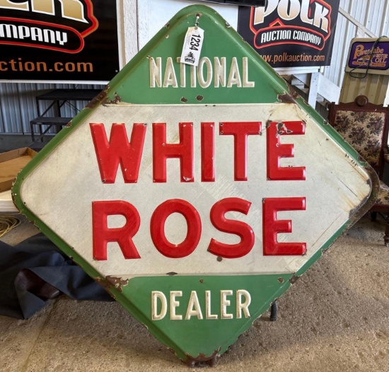 WHITE ROSE NATIONAL DEALER PORCELAIN SIGN - 62" x 63" - SINGLE SIDED