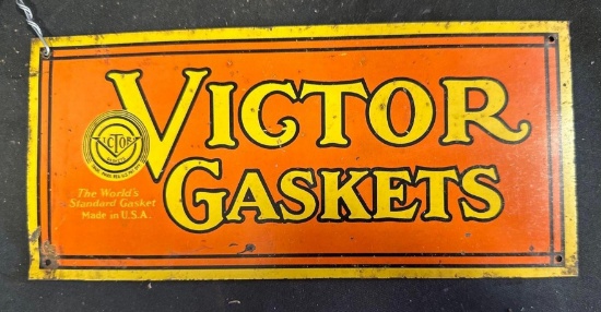 VICTOR GASKETS TIN SIGN - 9" x 4" - SINGLE SIDED