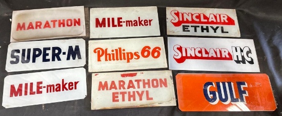 ASSORTED GAS PUMP AD GLASS