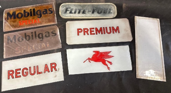 ASSORTED GAS PUMP AD GLASS