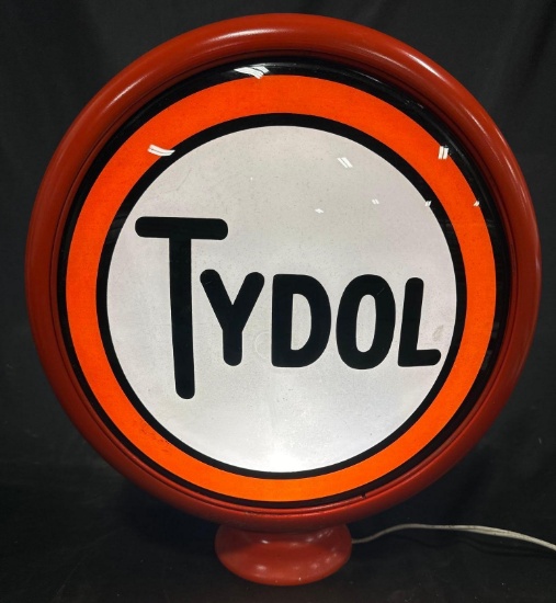 TYDOL GAS PUMP GLOBE - METAL GLOBE - ONE ORIGINAL LENSE - 15"