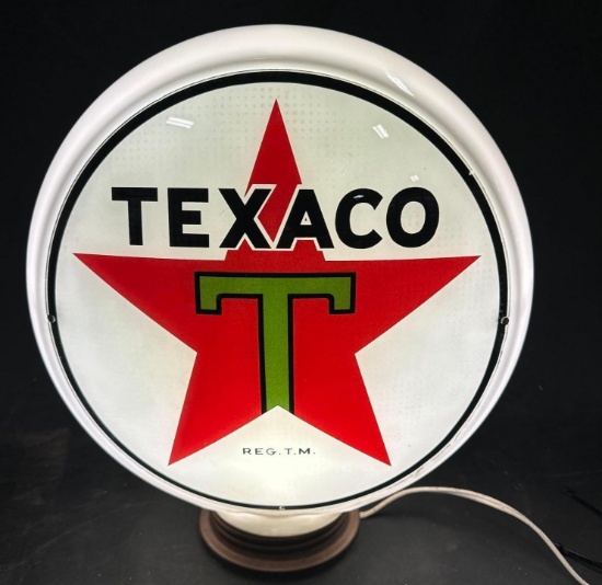 TEXACO GAS PUMP GLOBE - ALL GLASS - ORIGINAL LENSES - 13.5"