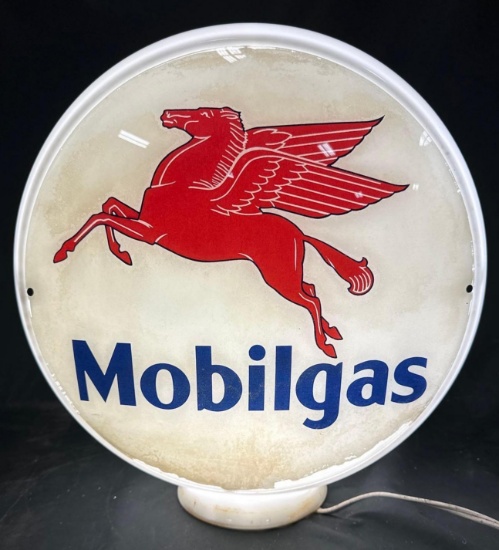 MOBILGAS GAS PUMP GLOBE - ALL GLASS - ORIGINAL LENSES - 13.5"