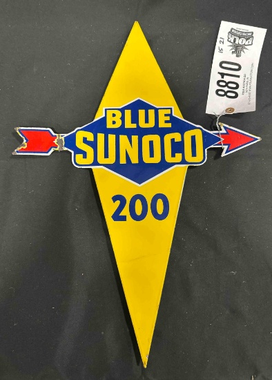 BLUE SUNOCO 200 PORCELIAN SIGN - 15" x 21" - SINGLE SIDED