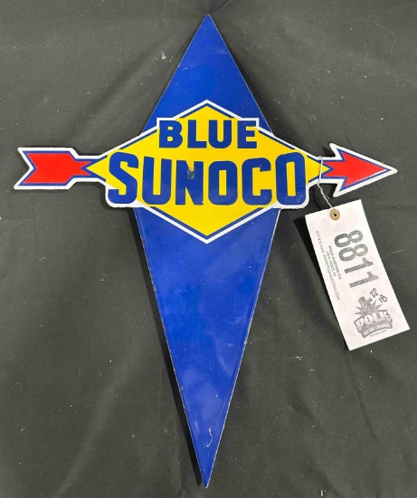 BLUE SUNOCO 200 PORCELIAN SIGN - 18" x 22" - SINGLE SIDED