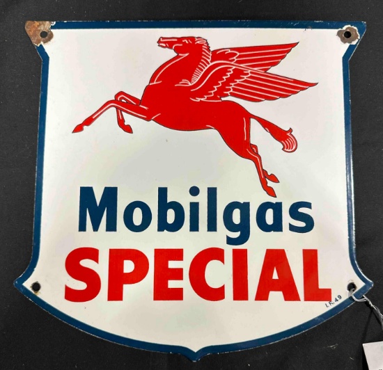 MOBILGAS SPECIAL PORCELIAN SIGN - 12" x 12" - SINGLE SIDED