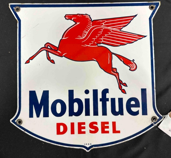 MOBILFUEL DIESEL PORCELIAN SIGN - 12" x 12" - SINGLE SIDED