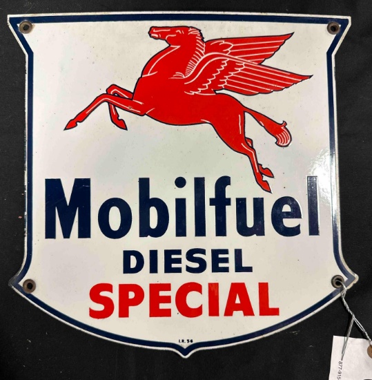 MOBILFUEL DIESEL SPECIAL PORCELIAN SIGN - 12" x 12" - SINGLE SIDED
