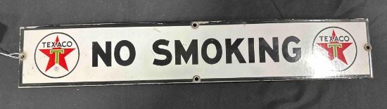 TEXACO 'NO SMOKING' PORCELIAN SIGN - 4" x 23" - SINGLE SIDED