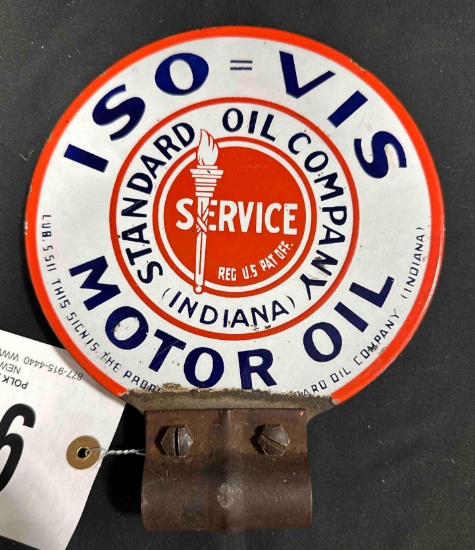 STANDARD MOTOR OIL PORCELAIN SIGN - 7" ROUND - DOUBLE SIDED