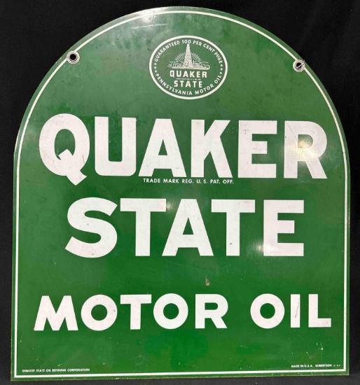 QUAKER STATE PORCELAIN SIGN - DOUBLE SIDED