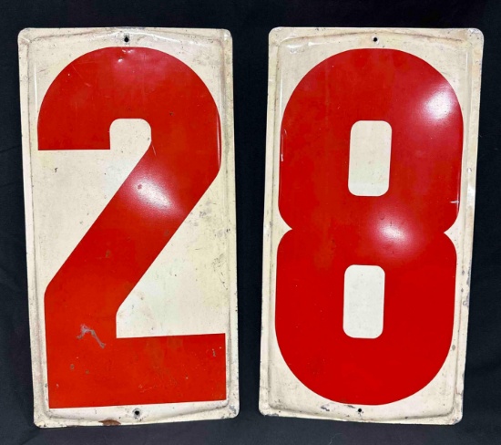 FUEL STATION PORCELAIN NUMBER SIGNS - 10.5" x 20" - SINGLE SIDED