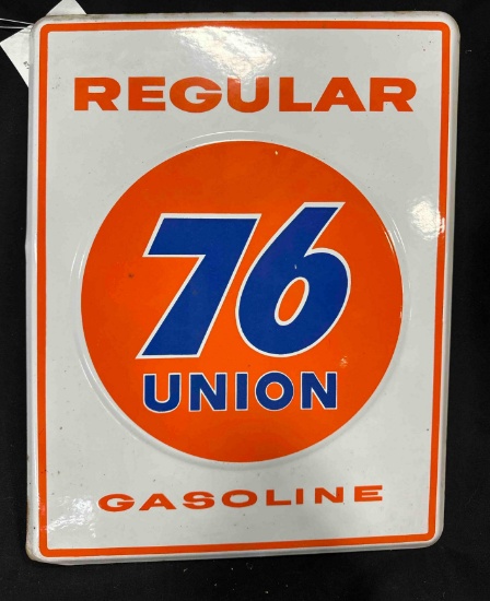 76 UNION REGULAR GASOLINE PORCELAIN SIGN - 14" x 18.25" - SINGLE SIDED