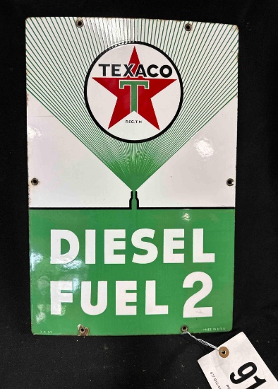 TEXACO DIESEL FUEL PORCELIAN SIGN - 12" x 18" - SINGLE SIDED