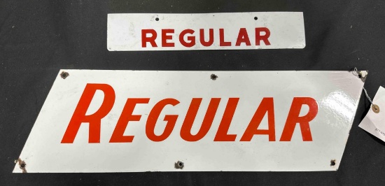 (2) 'REGULAR' PORCELAIN SIGN - 20" x 6" & 12.5 x 5" - SINGLE SIDED