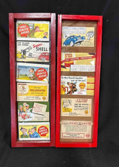 (2) FRAMED SHELL MEMORABILIA - 7.75" x 22.5"